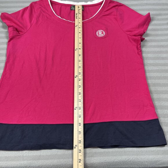 Lauren Ralph Lauren Shirt Womens Extra Large Pink Navy Colorblock Scoop Neck - Picture 5 of 7